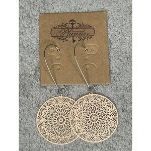 Plunder Design Monroe Earrings Peach Nude Dangle Round Lightweight Boho Filigree